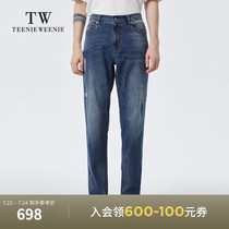 TeenieWeenie bear mens clothing 2021 autumn new loose straight washed frayed jeans tide