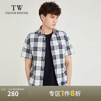 TeenieWeenie Bear mens Korean fashion plaid short-sleeved shirt 2021 spring new mens shirt