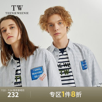 TeenieWeenie bear mens clothing 2021 summer new short-sleeved striped shirt T-shirt cardigan loose tide