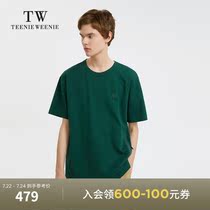 TeenieWeenie bear mens clothing 2021 autumn new round neck short-sleeved T-shirt loose zipper pocket tide