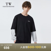 TeenieWeenie bear mens clothing 2021 autumn new fake two cartoon printing long-sleeved T-shirt loose tide