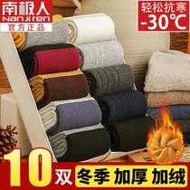 Autumn and winter towel socks mens middle tube full cotton winter warm wool thick plus velvet stockings men super thick