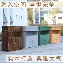 Street Square environmentally-friendly outdoor custom garbage room solid wood anti-corrosive wood trash can flower case integrated scenic area classification box