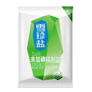 雪珍盐未加碘精制盐400gx6袋 无碘食用盐 甲状腺专用 家用 食盐