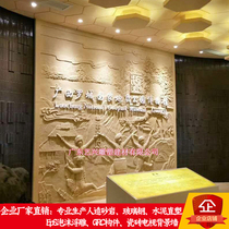 Sandstone relief background wall painting FRP imitation copper sculpture EPS foam exterior wall decoration GRC villa carving