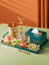 High-color fruit disk set with light luxury glass snack file creative simple disk room tea table collection and fitting suite