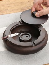 Black Honolu Solid Ashtray Living Room Creative A Air Prevention Flying-Prevention Cylinder Large Chinese-style