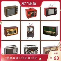 Retro 70s old - fashioned iron black and white TV creative minimal recorder model window prop decoration parts