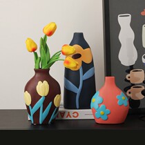 Retro style creative painted ceramic vase decoration guest intention simple atmosphere high-end TV cabinet decoration vase