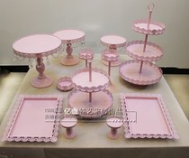 Pink cake plate wedding props European iron egg creative simple tableware iron - art piece iron - frame 12 sets
