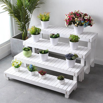 Solid wood fleshy flower rack Multi-layer balcony outdoor anti-corrosion wood flower rack Courtyard outdoor stepped flower stool flower pot rack