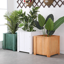 Embalming wood flower case courtyard square planting tree white extra-large flower pot outdoor square large iron tree planting fruit trees