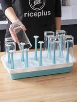 Cup holder 10-head cup holder Household dust-proof living room cup holder Storage hanging tea cup drain rack with tray Living room