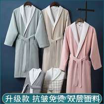 Nightgowns winter style female thickened couple pajamas yukata mens spring and autumn long five-star hotel bathrobes high-grade cotton
