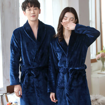 Nightgown couple pajamas women autumn and winter thickened long bathrobe mens morning robe coral velvet flannel spring and autumn loungewear