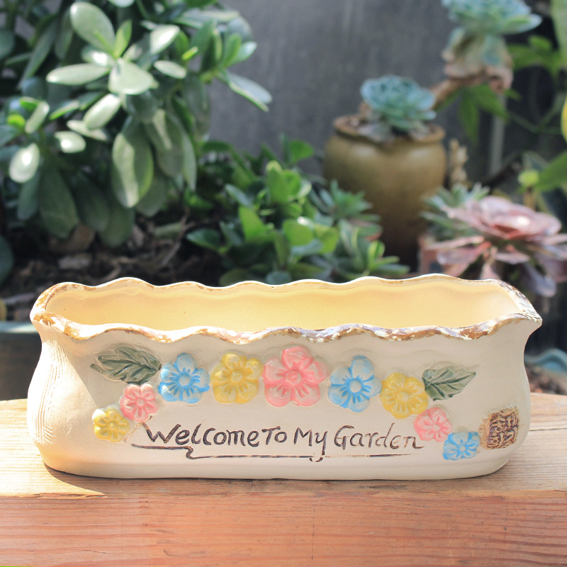 Creative house large rectangular fleshy flower - pot hand - made some ceramic porcelain flowerpot move appetizer special offer a clearance