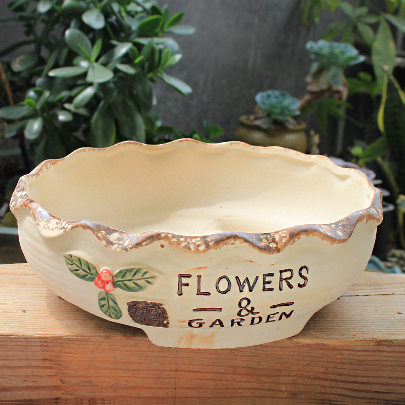 Fleshy flower POTS, large diameter ceramic creative contracted large meat meat basin to a clearance sale breathable biscuit firing hand - made spell