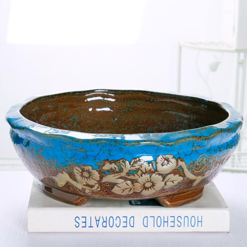 Fleshy flowerpot ceramic up large - diameter household oversized clearance coarse pottery creative meat meat plant spell on sale