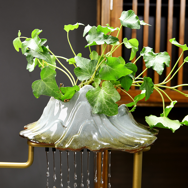 Zen new Chinese style flower water fountain money plant plant household desktop furnishing articles creative ceramic hydroponic flower pot