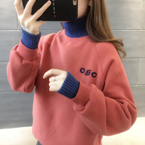 Sweater women 2021 new spring and autumn plus velvet thickened loose Korean version of lazy wind long sleeve fake two-piece coat tide ins