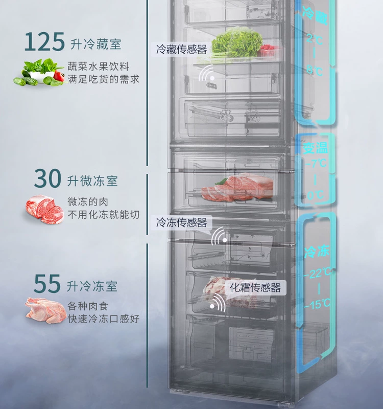 Tủ lạnh TCL 210 lít 200L gia dụng hiệu suất năng lượng nhỏ thứ cấp cỡ trung bình bạc tự động rã đông, không đóng băng, không đá và tiết kiệm năng lượng - Tủ lạnh