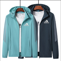 Three Bars Ice Silk Speed Dry Men Summer Thin single Breathable Windproof Clothes Women Elastic Ice Silk Sunscreen Mens Coat