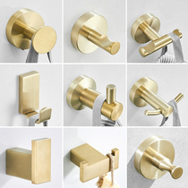 Free punching gold matt hanging clothes hook stainless steel single hook wardrobe wall-mounted toilet wall single clothes hanger