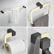 Nordic Black Gold Light And Luxurious Towel Rack Toilet Paper Rack Single Hook Toilet Fur Towel Rack Ring Shelve Bathroom Pendant Suit