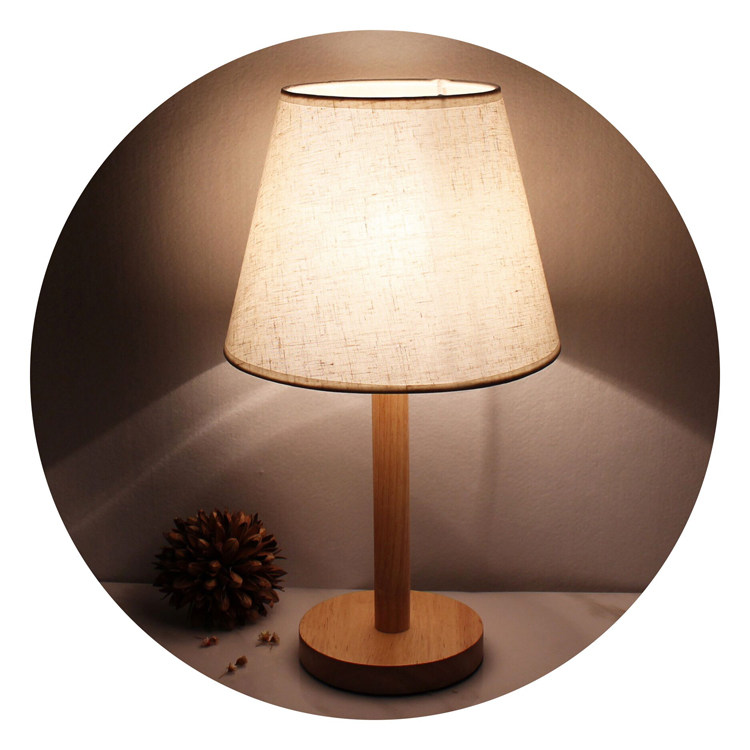 北欧日式现代简约 卧室书桌床头 遥控节能原木 亚麻阅读暖光台灯