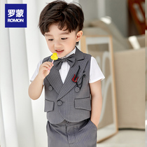 romon children's suit boys dress three piece English coat suit boy baby flower birthday