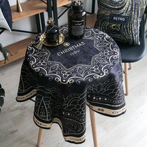 Nordic ins wind round table tablecloth fabric Vintage square dining cloth Round bedside table Square table cover cloth Tablecloth small