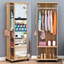 Dressing mirror full-length mirror floor-to-ceiling household coat rack storage mobile rotating multifunctional bedroom girl fitting mirror