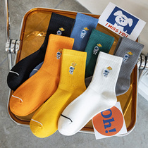 Mens soil socks cotton spring and autumn socks tide Joker mens socks sports stockings cotton deodorant high socks I