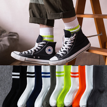 Wool socks male spring and autumn thick line socks I trend ins middle tube cotton socks deodorant high black stockings autumn and winter thick models