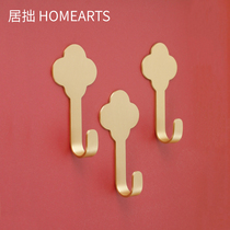 Creative four-leaf clover brass adhesive hook Wall non-hole strong viscose metal coat adhesive hook nail-free hook