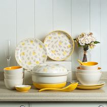 Dishes set home Chinese hipster creative personality rice bowl soup bowl simple Bowl plate combination ceramic tableware
