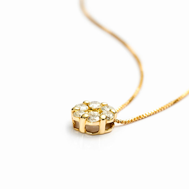 circle日本项链明星同款18k彩金圆形群镶钻石项链女锁骨链颈链