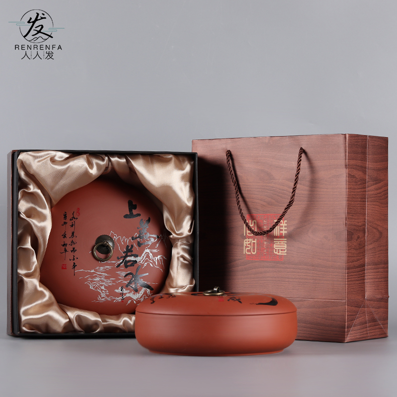 Violet arenaceous caddy fixings ceramic large puer tea box save awake receives luck white tea cake tea packaging cartons