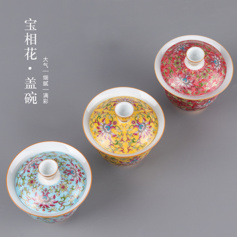 Dehua porcelain enamel see colour tureen large only three bearing manual white porcelain teacup saucer make tea cup pot kung fu tea set