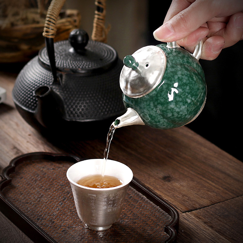The teapot tea silver pot of manual coppering. As silver sterling silver 999 ceramic tea set The teapot kung fu xi shi silver pot pot of The teapot