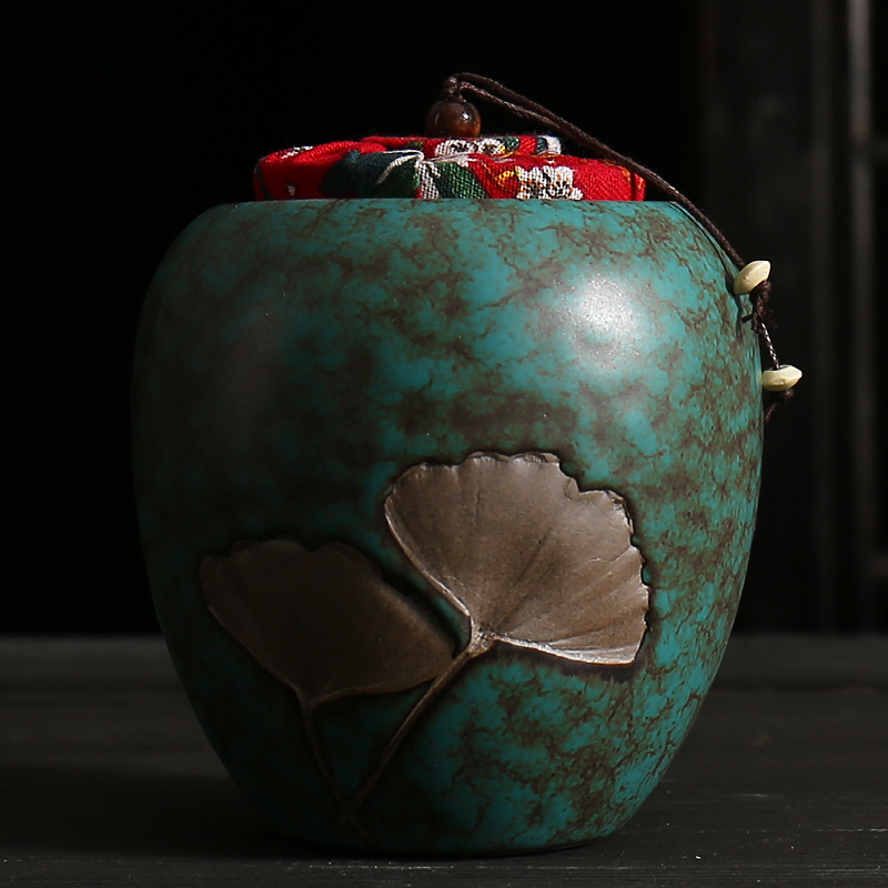 Tea pot ceramic seal storage POTS storage POTS puer Tea box of large household variable name plum flower Tea pot