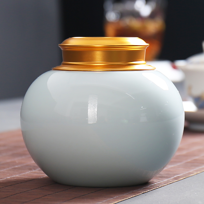 Celadon alloy cover large seal pot home in tea caddy fixings ceramics storage tanks move the custom logo