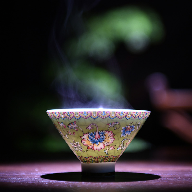 Ceramic cups kung fu tea cups a single small cup sample tea cup colored enamel hat to fullness tea cup, master cup
