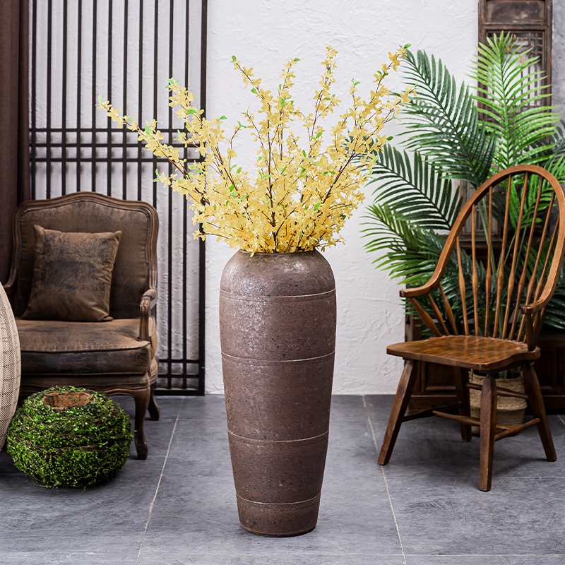 Coarse pottery big POTS dry flower adornment restoring ancient ways furnishing articles sitting room flower arranging jingdezhen ceramic household zen ground vase