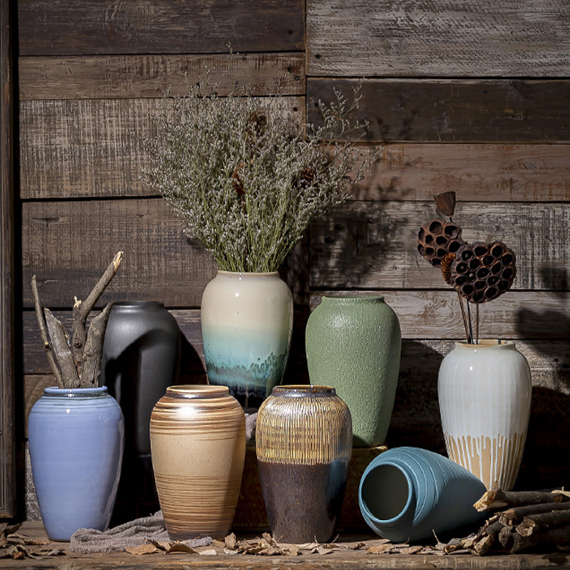 Restoring ancient ways of jingdezhen ceramic vase coarse pottery dry flower arranging flowers do old earthenware jar flower pot sitting room place soft decoration