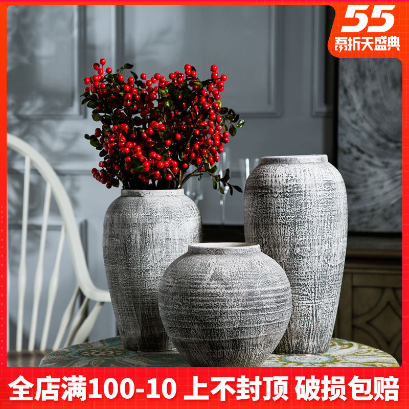 Jingdezhen desktop restoring ancient ways do old vase coarse some ceramic jar jar in the dried flower implement earthenware do old pot jars