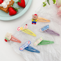 Summer new children cartoon hairclip candy color BB clip clip broken hair Korean Net red hair card baby clip headgear