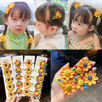 Sunflower hairclip childrens hair card does not hurt hair fabric edging small yellow flower clip headgear girl side clip hairhairclip