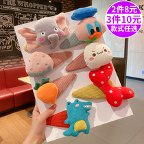 Cartoon big hair card girl side clip top clip girl cute face wash hairpin Korean ins clip headdress hair accessories female