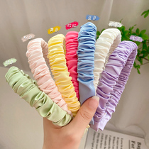 Macaron color fold hair hoop girl temperament pressure hair head hoop little girl sweet hairdressing bundle childrens cloth edge hair accessories